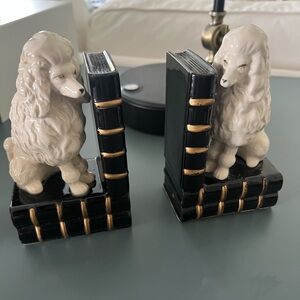 Vintage Unique Poodle Bookends - Cream and Black